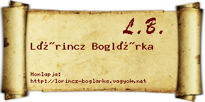 Lőrincz Boglárka névjegykártya