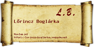 Lőrincz Boglárka névjegykártya